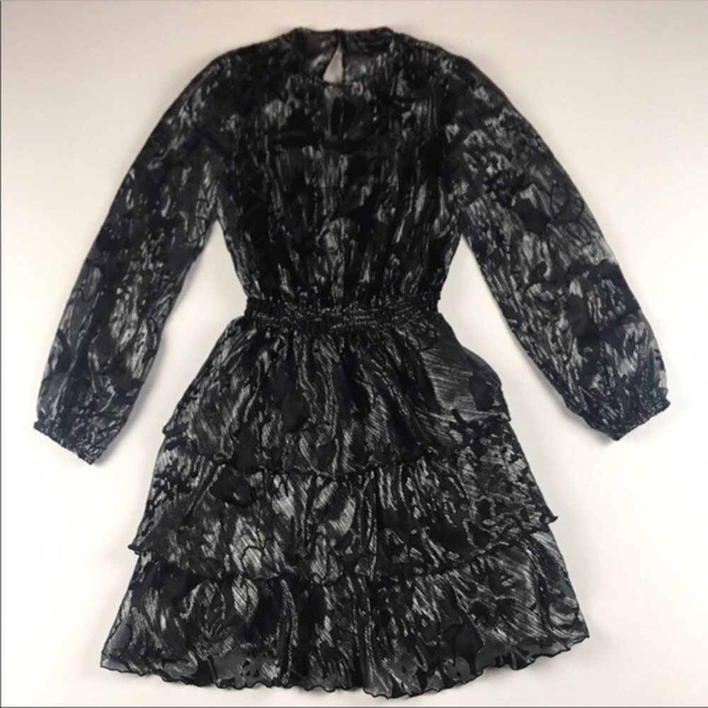 Zara Black & Silver Ruffled Hem Dress (NWT)